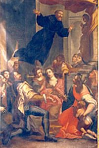 St. Joseph of Cupertino levitating over a crowd